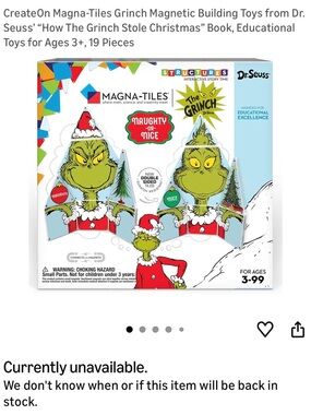 Limited Edition Grinch Magna Tiles. Like new (no box).